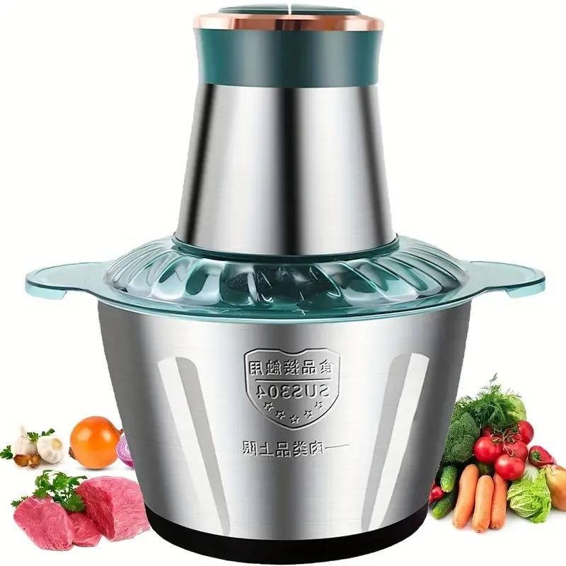 2L Meat Grinder Electric Food Processor Stainless Steel Meat Blender Food Chopper For Meat, Vegetables, Fruits And Nuts 250W