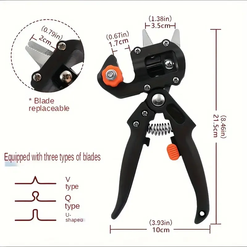 Gardening Grafting Tool Set 3 Different Cutting Blade + Screwdriver + Small Wrench + Special Storage Bag Agricultural Pruning Shears Fruit Tree Pruning Shears Cutting Knife Grafting Shears with 3 Types of Cutting