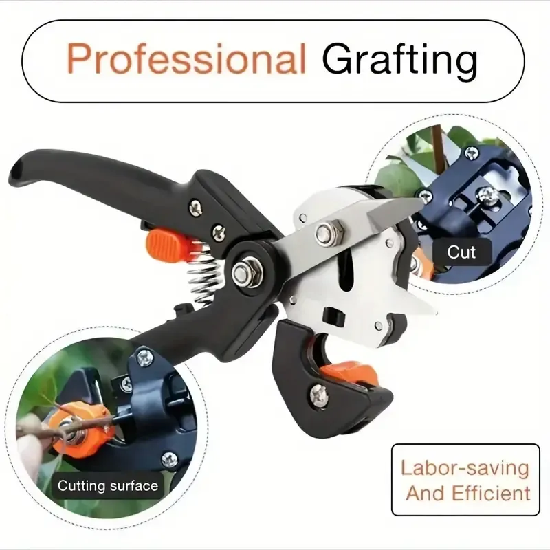 Gardening Grafting Tool Set 3 Different Cutting Blade + Screwdriver + Small Wrench + Special Storage Bag Agricultural Pruning Shears Fruit Tree Pruning Shears Cutting Knife Grafting Shears with 3 Types of Cutting