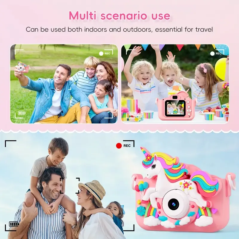 Youngsters' HD Selfie Camera Toy with IPS Screen & Protective Cover - Perfect Gift for Boys & Girls Ages 3-9, Includes 32GB SD Card & USB Charging, Trick-or-Treat, Christmas Birthday