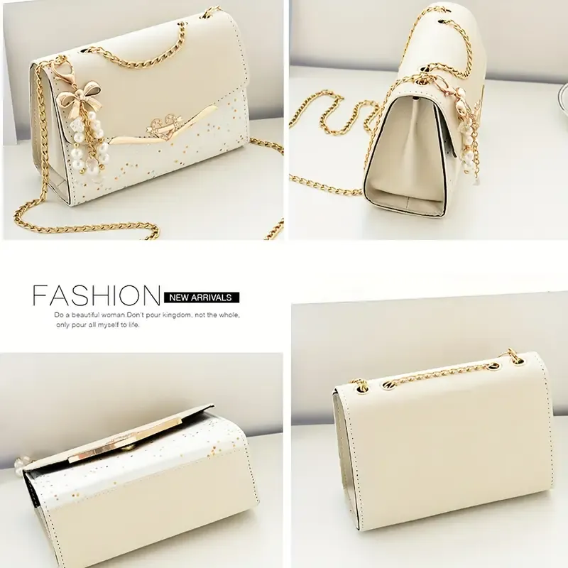 Fashionable Women'S Flip Metal Chain, Tassel Pendant Decoration Shoulder Bag