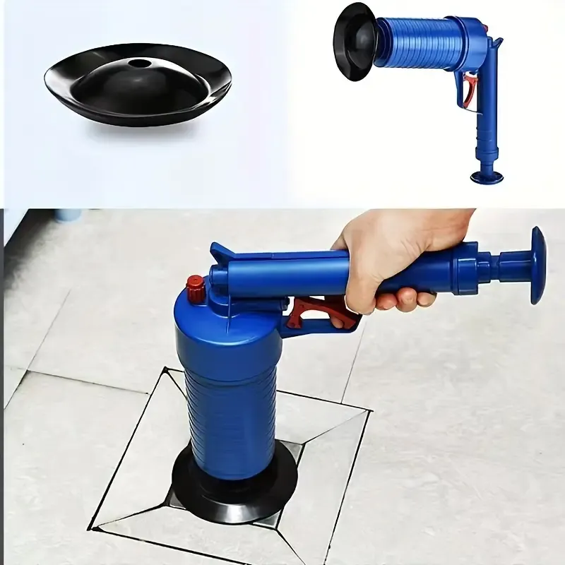 Heavy-Duty, High-Pressure Air Toilet Plunger Set with 4 Suction Cups - Drain Clog Remover Tool for Bathroom, Kitchen & Floor Pipes