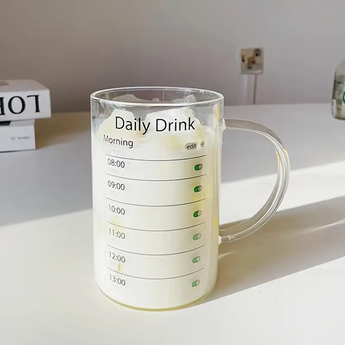 1000ml Glass Drinking Cup with Lid and Straw - High Borosilicate Glass Daily Drink Mug with Time Marker - Patterned Versatile Drinkware for Iced Coffee, Juice, Milk, Tea - Durable and Stylish Glassware