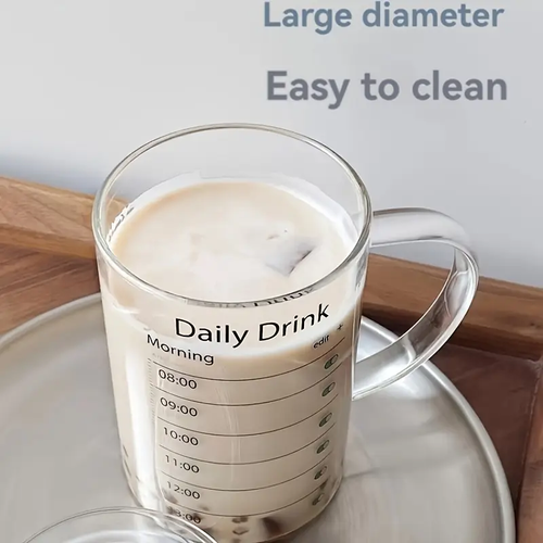 1000ml Glass Drinking Cup with Lid and Straw - High Borosilicate Glass Daily Drink Mug with Time Marker - Patterned Versatile Drinkware for Iced Coffee, Juice, Milk, Tea - Durable and Stylish Glassware