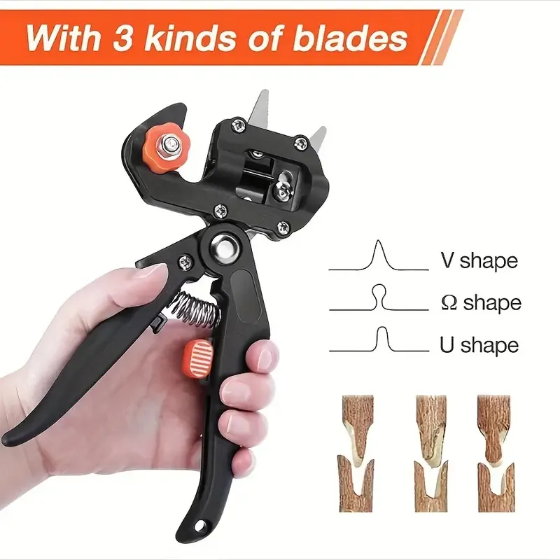 Gardening Grafting Tool Set 3 Different Cutting Blade + Screwdriver + Small Wrench + Special Storage Bag Agricultural Pruning Shears Fruit Tree Pruning Shears Cutting Knife Grafting Shears with 3 Types of Cutting