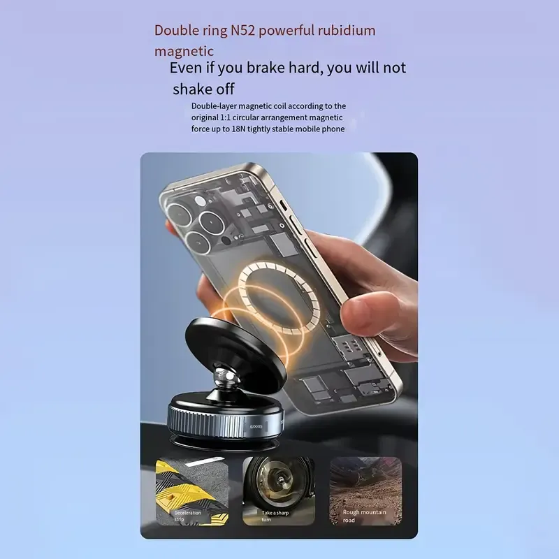 360-Degree Adjustable Gravity Car Phone Holder, Suction Dashboard Mount, Soft PVC Material, Magnetic Desktop Stand for Cars