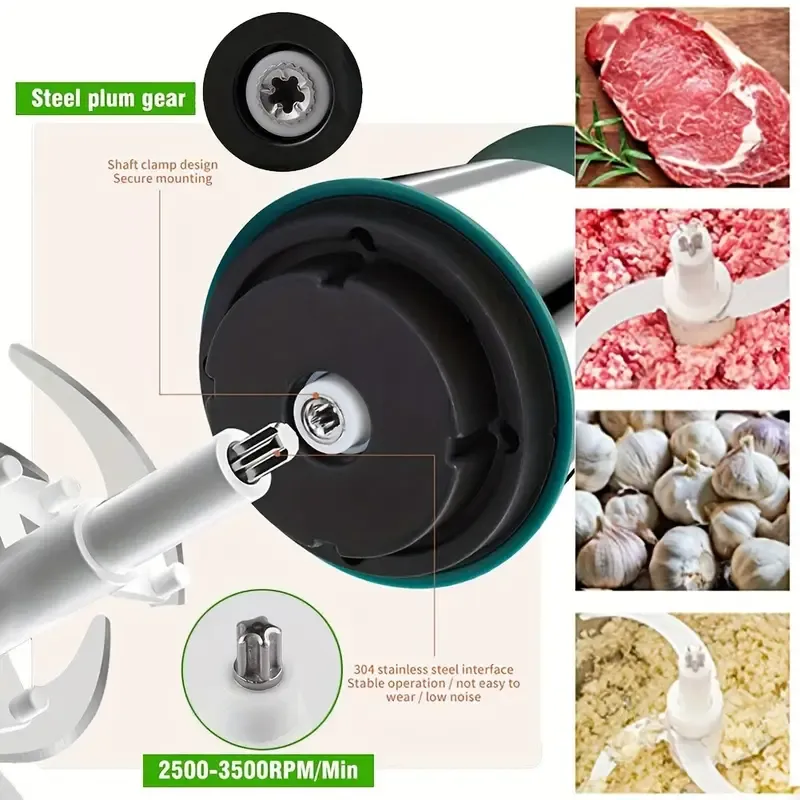 2L Meat Grinder Electric Food Processor Stainless Steel Meat Blender Food Chopper For Meat, Vegetables, Fruits And Nuts 250W