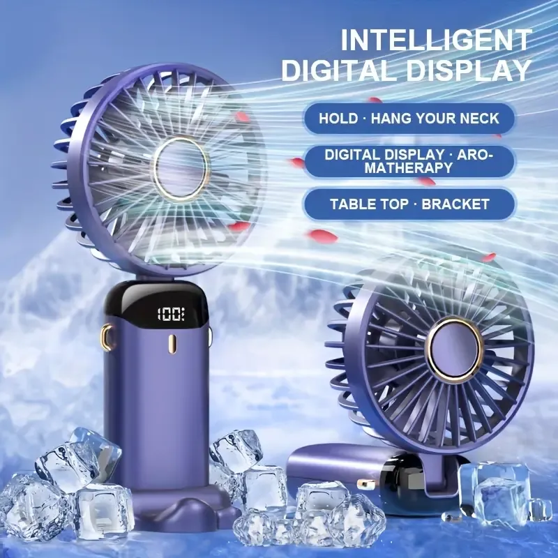 Compact USB Rechargeable Handheld Fan with 90° Adjustable Angle