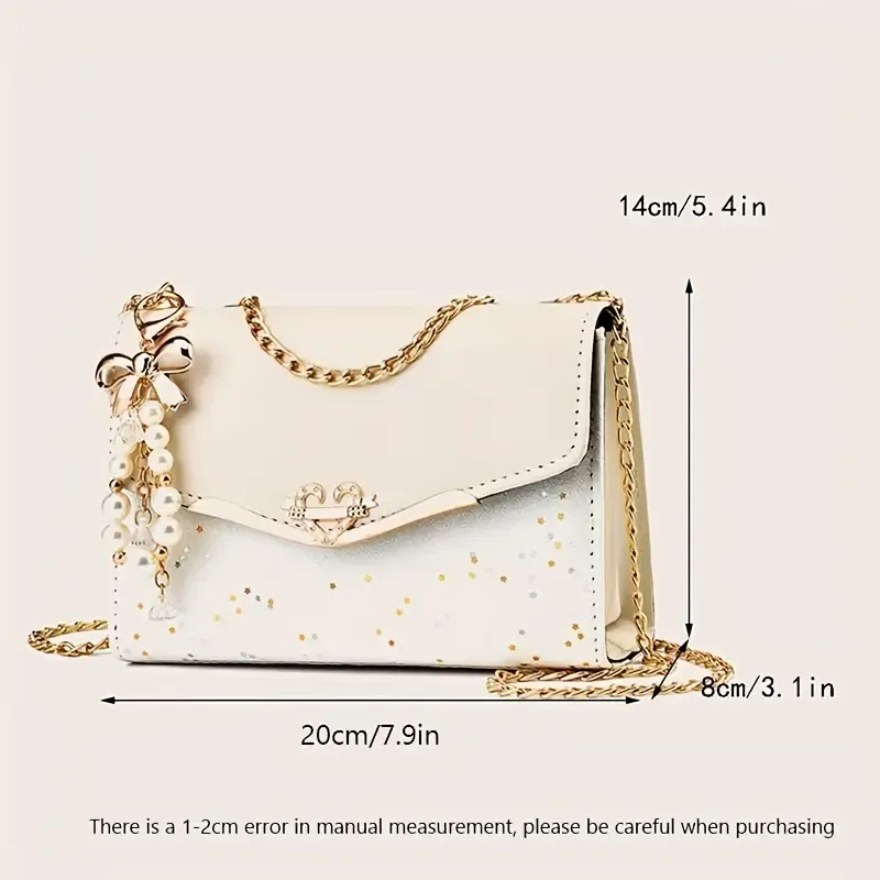 Fashionable Women'S Flip Metal Chain, Tassel Pendant Decoration Shoulder Bag