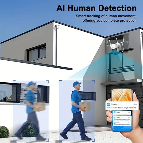 Local warehouse4pcs Solar Security Cameras with Spotlight Siren, Color Night Vision, Motion Detection, 2-Way Audio - No WiFi Needed, 2K 3MP Outdoor Surveillance for Home Security, Perfect Gift for Christmas, Halloween, Thanksgiving, White