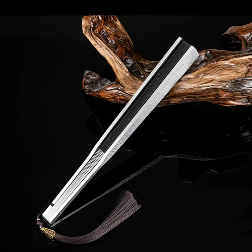 Full Stainless Steel Metal Ribs Cloth Fan Surface Folding