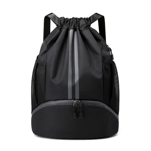 Drawstring Fitness Bag Casual Backpack Outdoor Sports Travel Yoga Double Shoulder Bag with Shoe Compartment, SEYATULLH