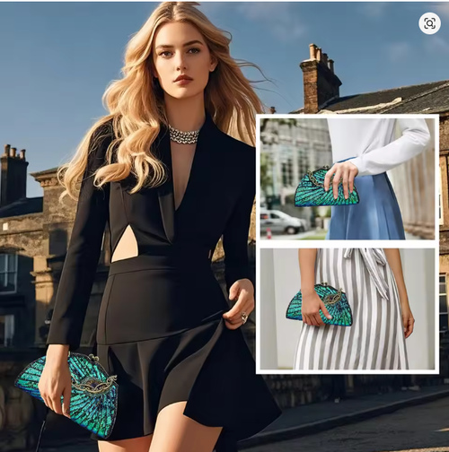 Fashion Clutch Bag Sequins Beading Peacock Evening Bag Luxury Wedding Party Purse Diamond Shoulder Bag Ladies Handbag 2025