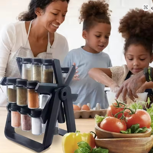 kitchen seasoning 18pcs bottles rotating organizer spice rack