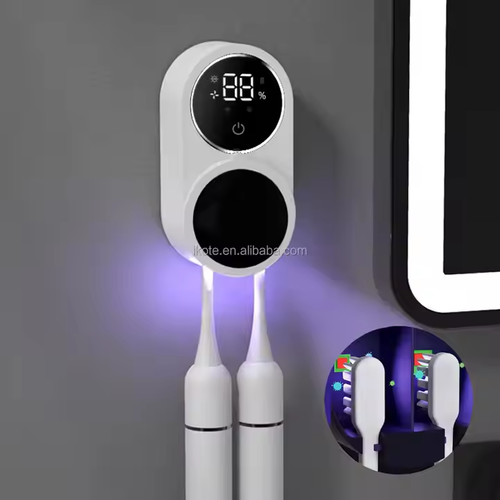 Portable rechargeable UV sterilized toothbrush holder