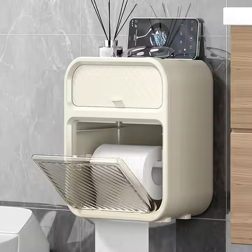 Luxurious wall-mounted bathroom tissue box without drilling holes