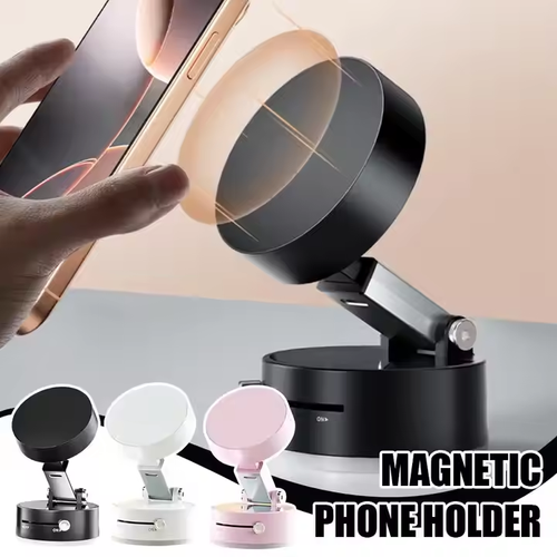 Portable foldable 3D vacuum magnetic phone holder