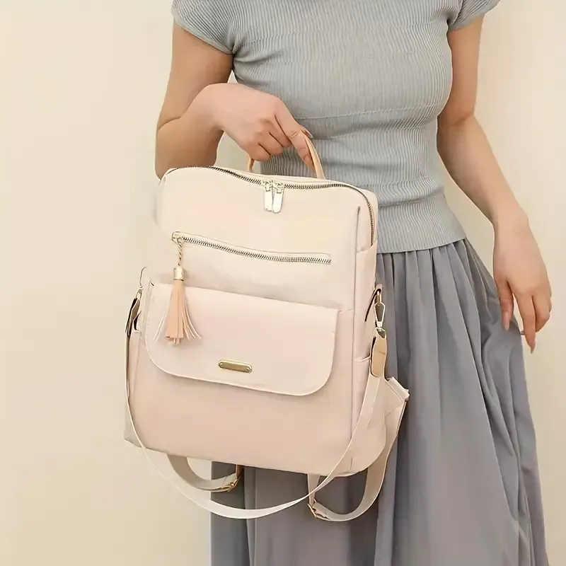 Mochila de moda conversível antirroubo simples, mochila de viagem casual feminina, mochila escolar