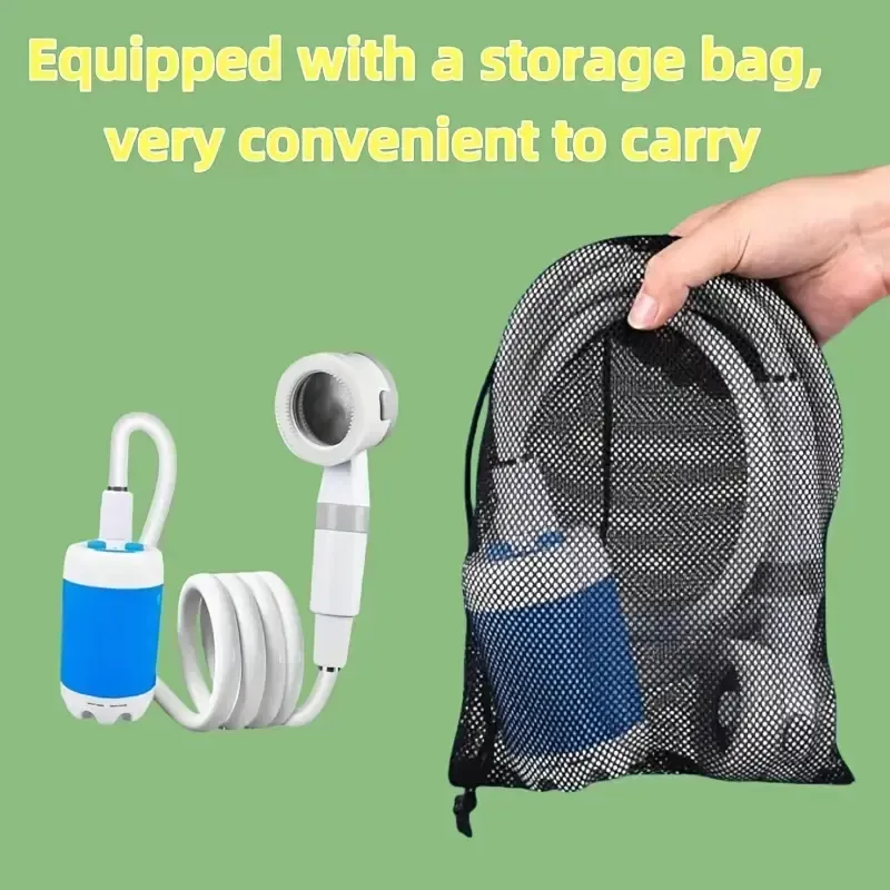 Sistema de irrigação com carregamento USB para chuveiro portátil. Adequado para caminhadas e escaladas.