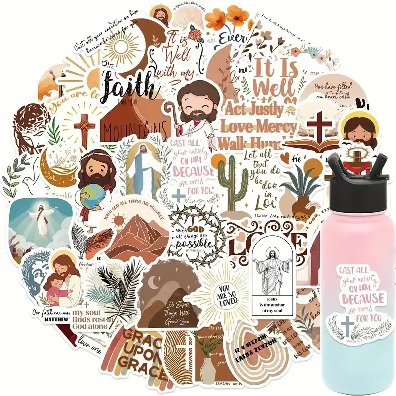 200pcs Jesus Christian Stickers for Journaling Bible Verse Jesus Faith Stickers for Vision Board Aesthetic Christian Gifts for Women Adults Laptop Scrapbook Religious Suppiles