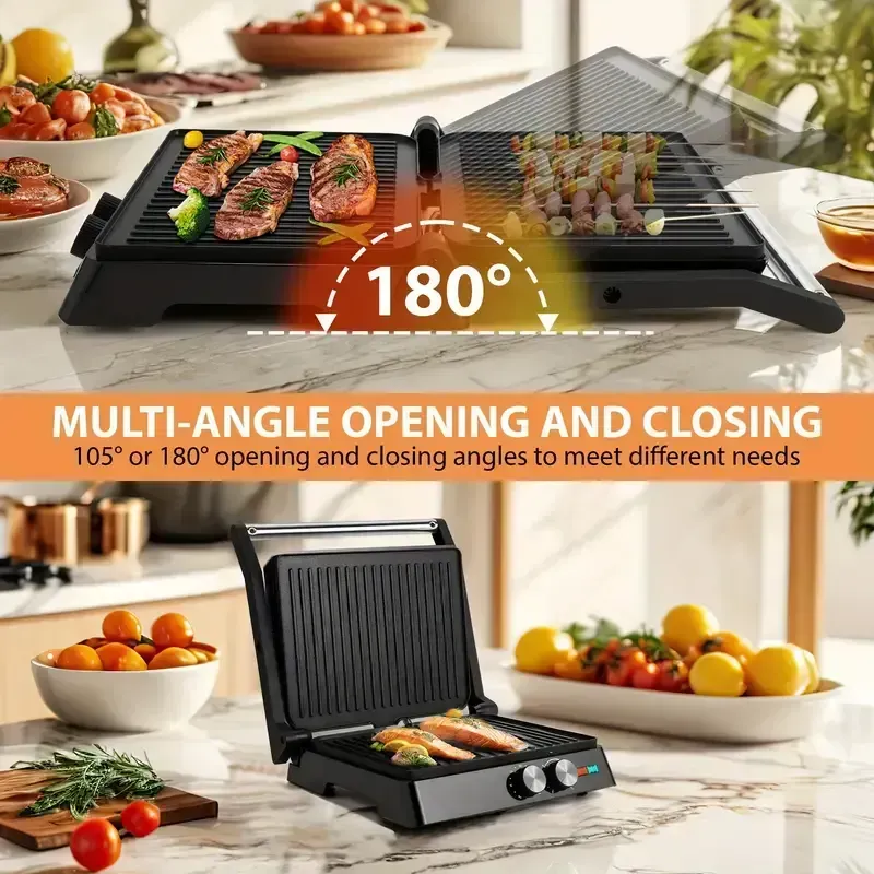 Grill elétrico de interior SUSTEAS 3 em 1 e prensa para panini
