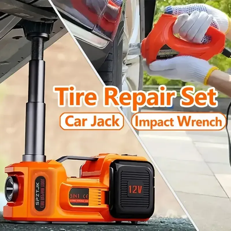 Kit de macaco elétrico de carro de 5 toneladas e chave de impacto para pneus。