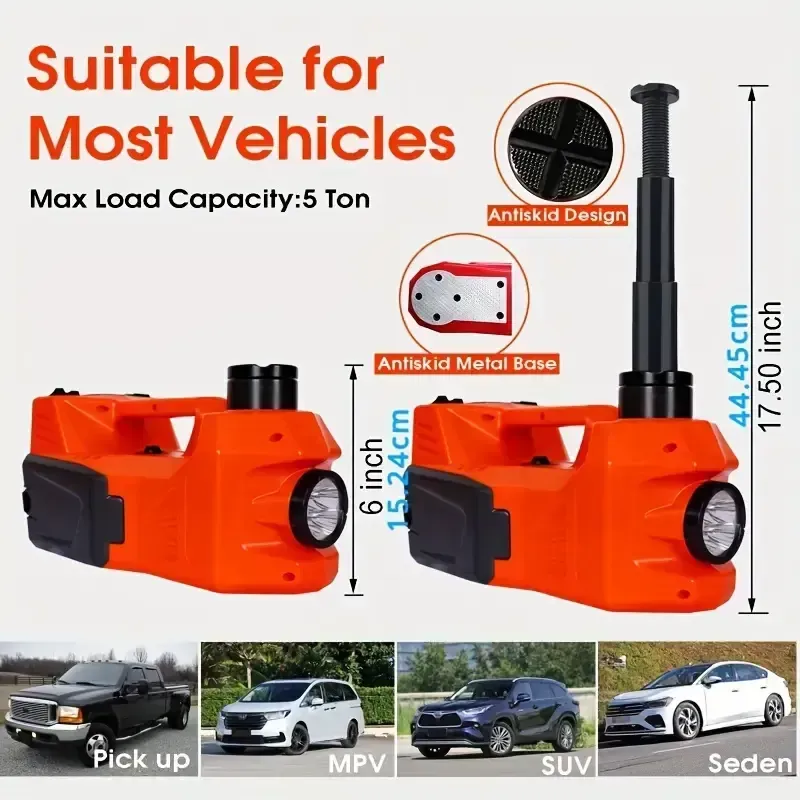 Kit de macaco elétrico de carro de 5 toneladas e chave de impacto para pneus。