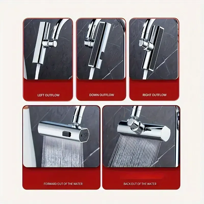 Adaptador de torneira multifuncional universal ABS, fluxo em cascata de 3 velocidades, cabeça de spray giratória à prova de respingos, sem necessidade de eletricidade, fácil instalação, atualização elegante