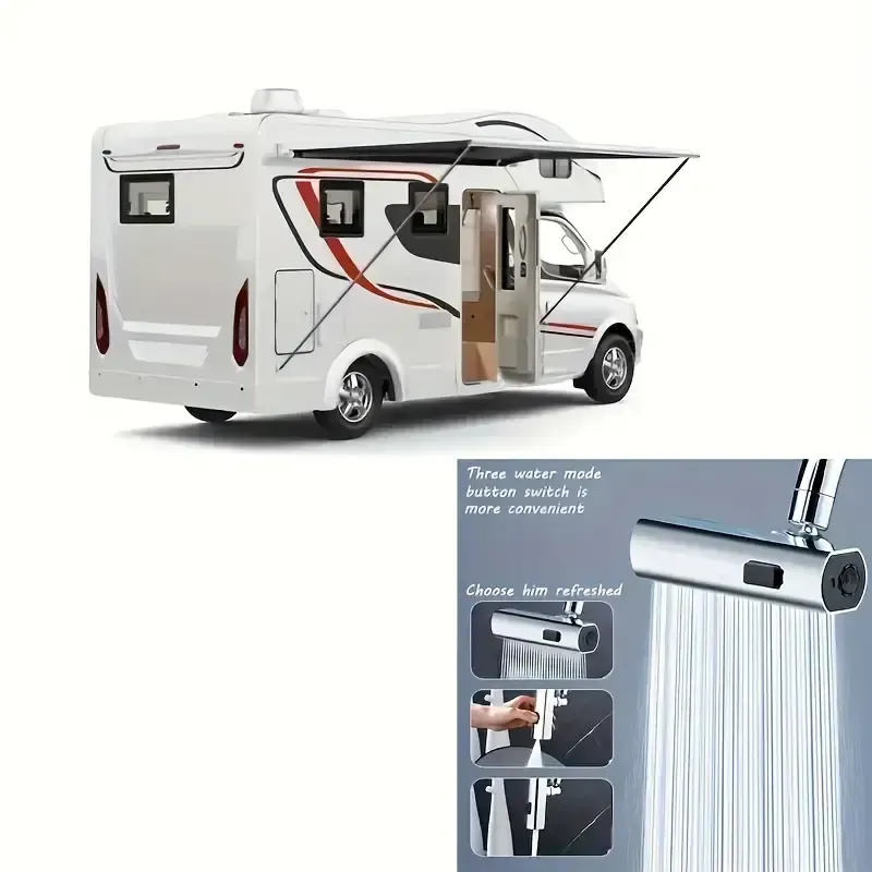 Adaptador de torneira multifuncional universal ABS, fluxo em cascata de 3 velocidades, cabeça de spray giratória à prova de respingos, sem necessidade de eletricidade, fácil instalação, atualização elegante