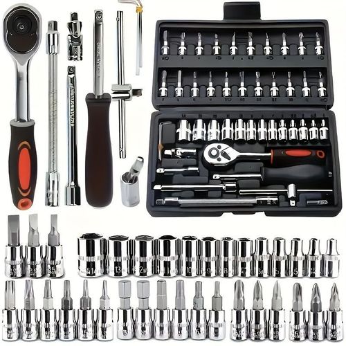 Conjunto de ferramentas mestre automotivo profissional, conjunto de ferramentas premium de 46 peças para reparo de carros, bicicletas e motocicletas