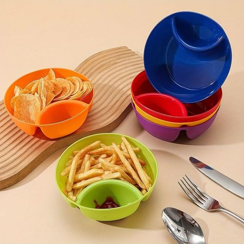 Tabuleiro de plástico inquebrável para servir alimentos batatas fritas, conjunto de 6 cores,