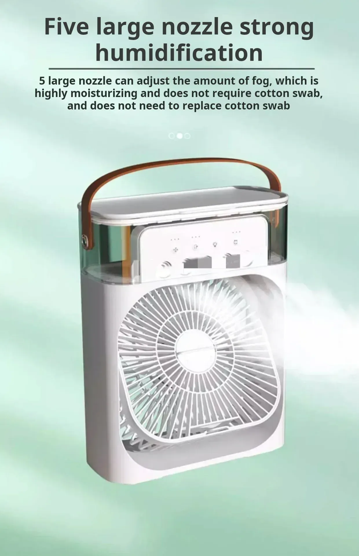 Mini ventilador USB umidificador de névoa de 5 furos com iluminação