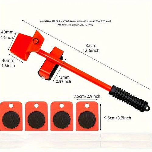 Conjunto de 5, Elevador de Móveis, Kit de Corrediças para Móveis 3,9x3,07, Ferramentas de Rolo para Mover Móveis, Almofadas Giratórias de 360 ​​​​Graus, Redesenhe e Reorganize Facilmente o Sofá do Espaço de Estar Fácil, Plástico e Aço Carbono
