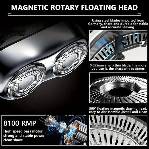 Portable Rotary Shaver, Mini Electric Razor For Men, Alloy Body & Magnetic Shaving Head, Wet And Dry Shaving, Waterproof