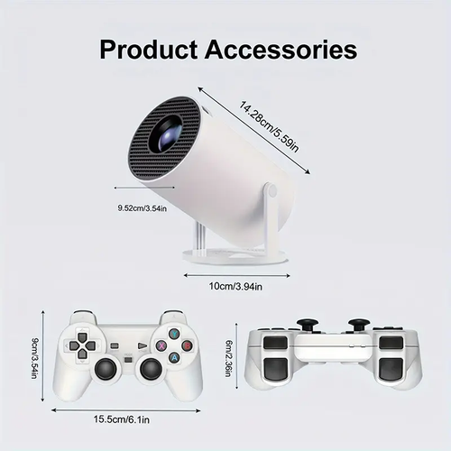 Projector With 10 000+ Games, 2 Gamepads Included, 270° Adjustable Stand Outdoor Portable Movie Projector With WiFi And BT, 1080P Support, Auto-Calibrate Home Projector For Mobile Phones TV Sticks