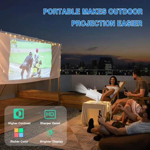 Projector With 10 000+ Games, 2 Gamepads Included, 270° Adjustable Stand Outdoor Portable Movie Projector With WiFi And BT, 1080P Support, Auto-Calibrate Home Projector For Mobile Phones TV Sticks
