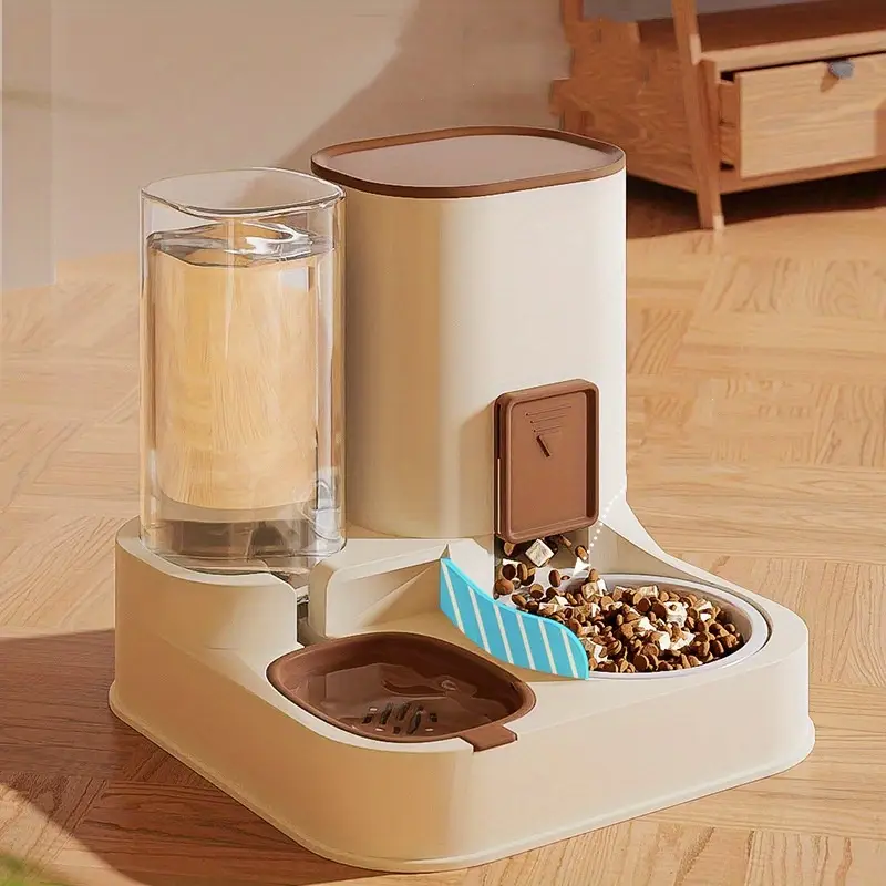 Large Capacity Automatic Pet Feeder & Water Dispenser - Non-Electric, Battery-Free Cat and Dog Food and Water Station
