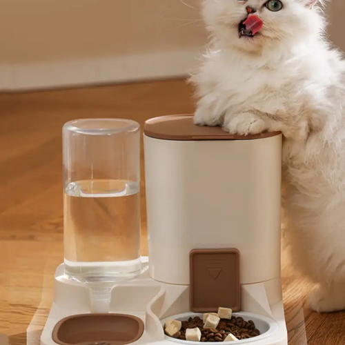 Large Capacity Automatic Pet Feeder & Water Dispenser - Non-Electric, Battery-Free Cat and Dog Food and Water Station