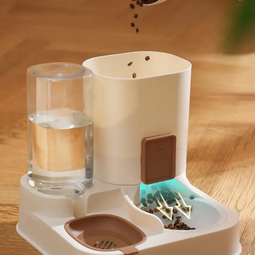 Large Capacity Automatic Pet Feeder & Water Dispenser - Non-Electric, Battery-Free Cat and Dog Food and Water Station