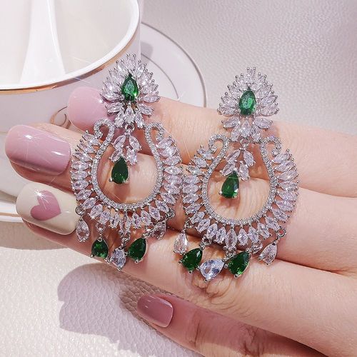 Pick A Color Vintage Dangle Earrings！Vintage Ethnic Style Dangle Earrings Inlaid Shiny Zirconia Pick A Color U Prefer Match Daily Outfits Party Accessories Casual Dating Decor
