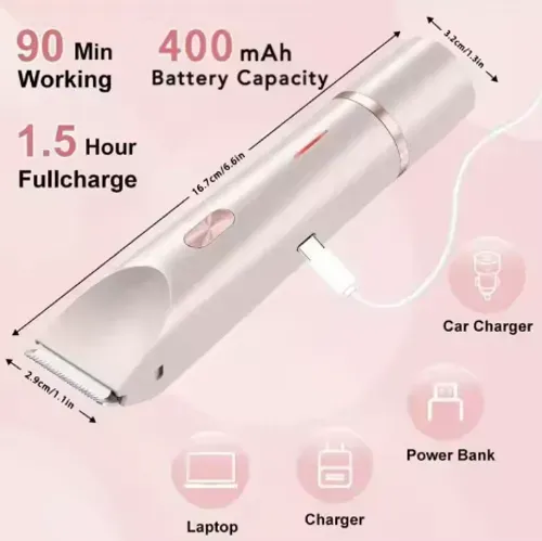 2 in 1 Women Tor Bikini, Face Groin Hair Trimmer IP X7 Nose Hair Removal Machine Full Body Shaver for Unisex...