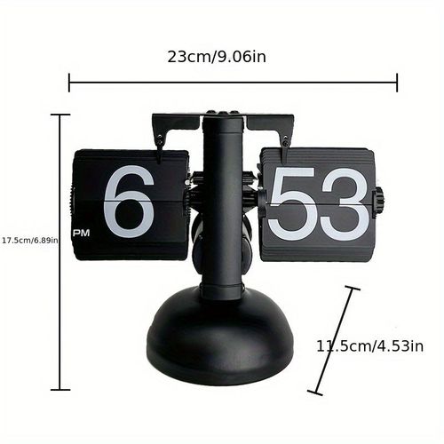 Creative automatic page - turning clock. A retro living room ornament with a modern and simple design. It's the Miaoke table clock, a single - leg small balance flip - card clock