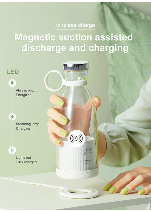USB Rechargeable Mini Fruit Juicer Portable Personal Stainless Steel Smoothie Blender Low Noise Car Use Electric Power Source