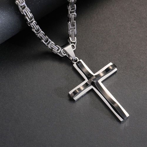 Hip Hop Christian Cross Stainless Steel Men's Pendant Necklace