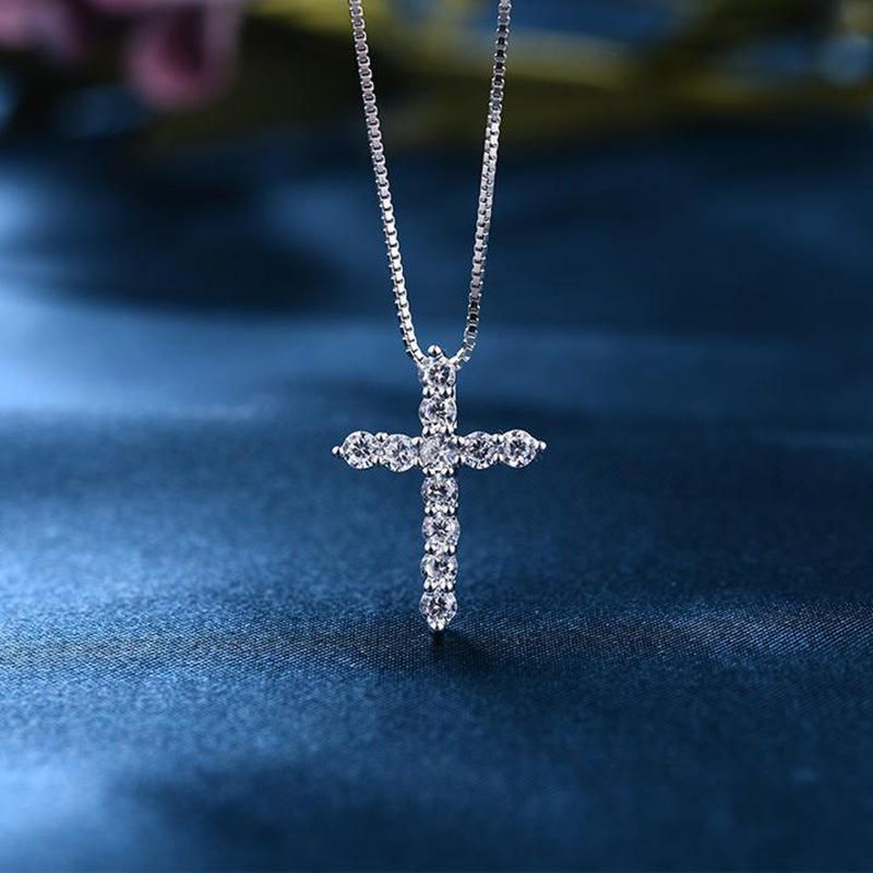 Multifunctional zircon-encrusted jewelry, full-diamond cross stainless steel pendant necklace.