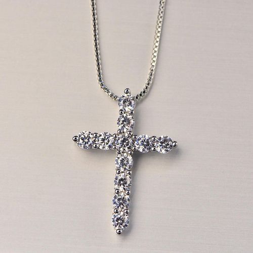 Multifunctional zircon-encrusted jewelry, full-diamond cross stainless steel pendant necklace.