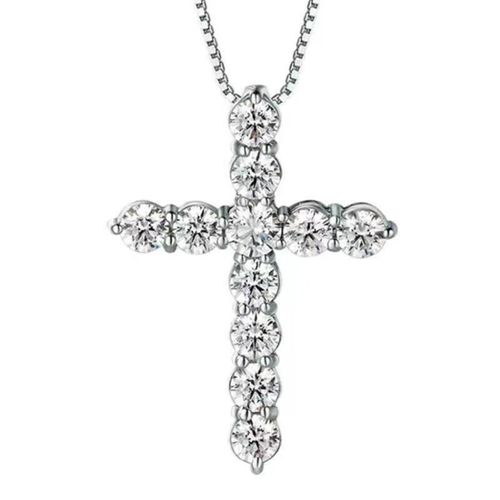Multifunctional zircon-encrusted jewelry, full-diamond cross stainless steel pendant necklace.