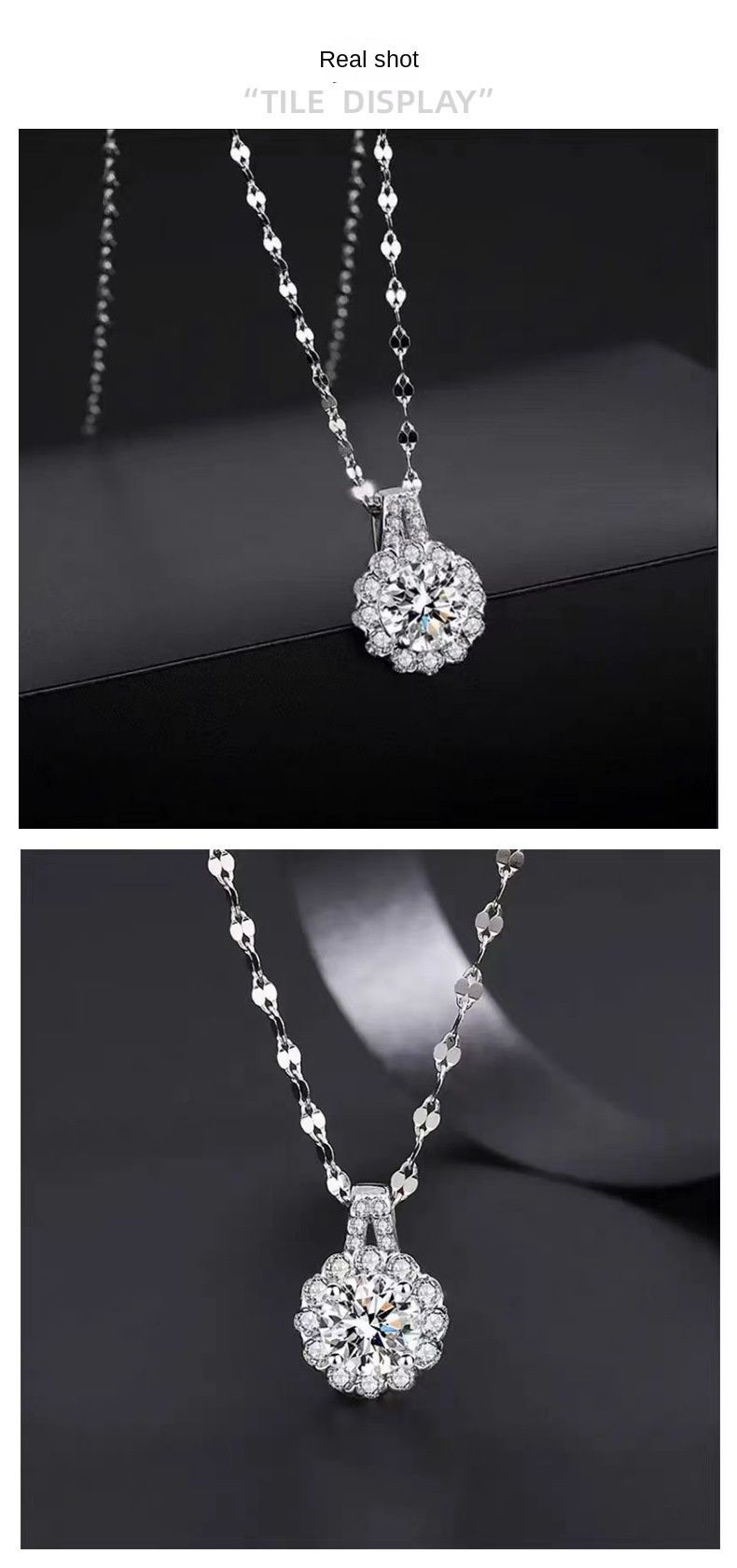 Moissanite Flower Sunflower Necklace Women's Romantic Light Luxury High Fashion Link Gold Plated Stainless Steel