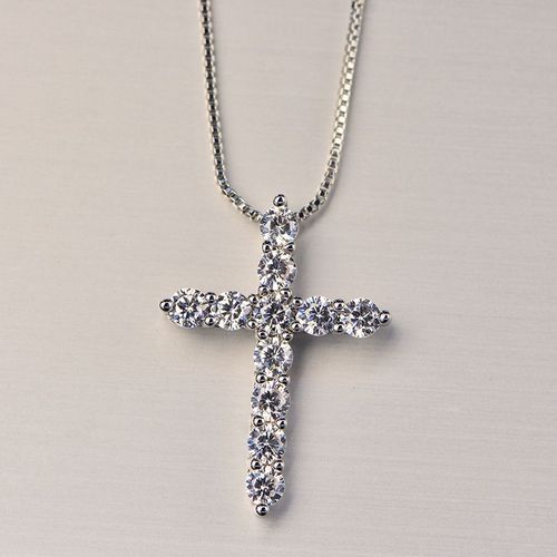 Multifunctional zircon-encrusted jewelry, full-diamond cross stainless steel pendant necklace.