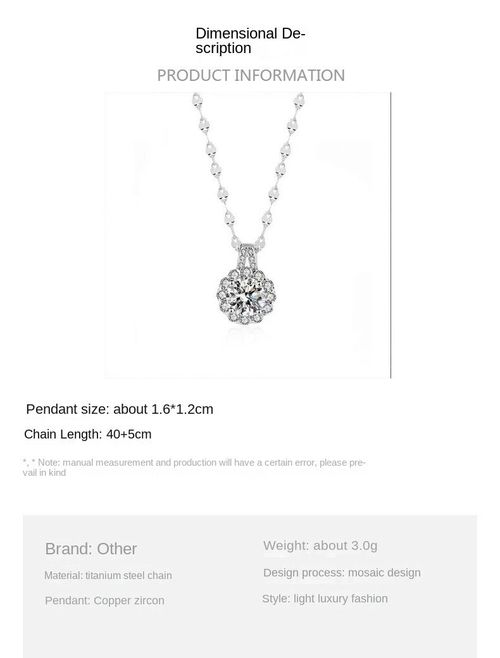 Moissanite Flower Sunflower Necklace Women's Romantic Light Luxury High Fashion Link Gold Plated Stainless Steel